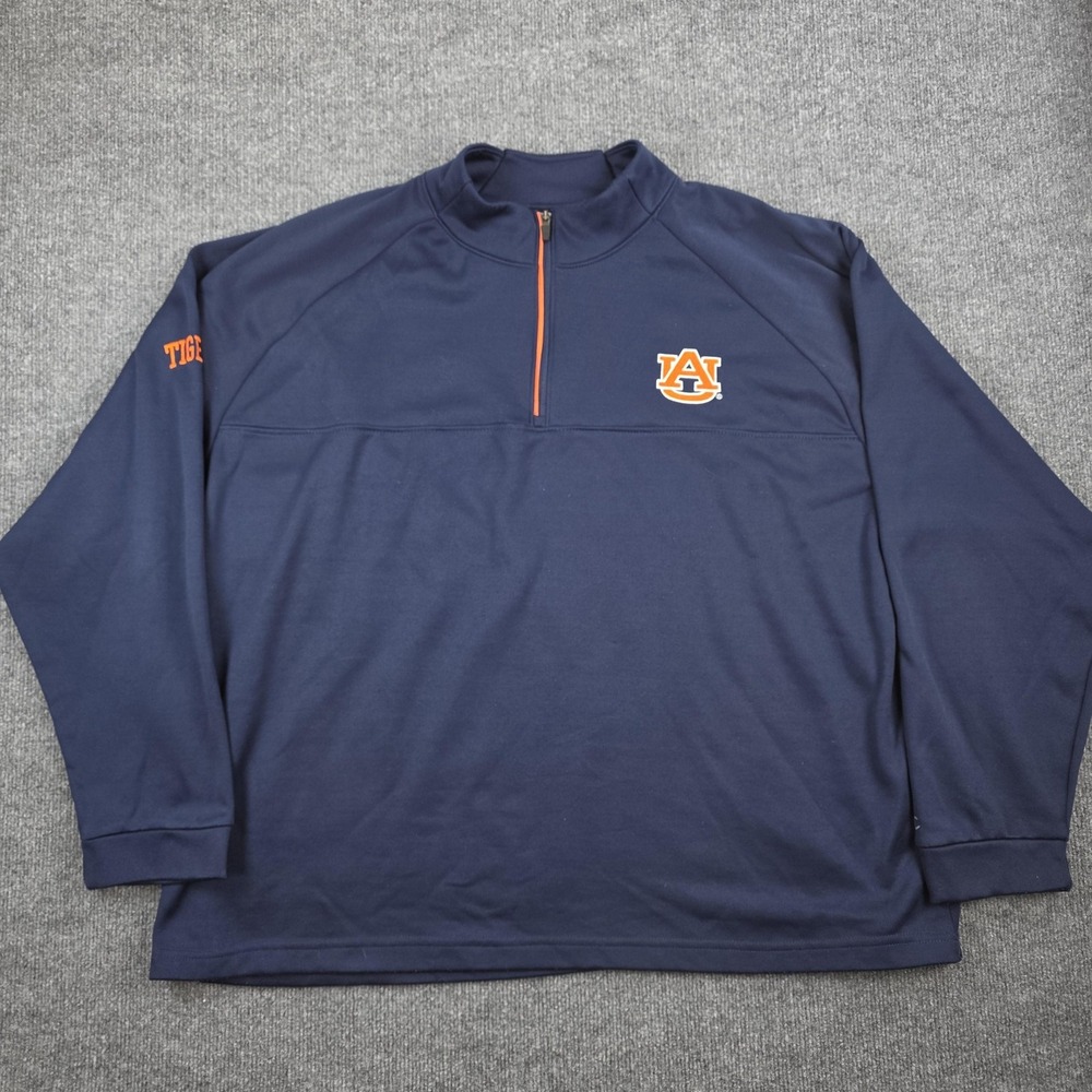 Auburn Tigers Sweatshirt Mens 2XL Blue NCAA Football Quarter Zip Champion
